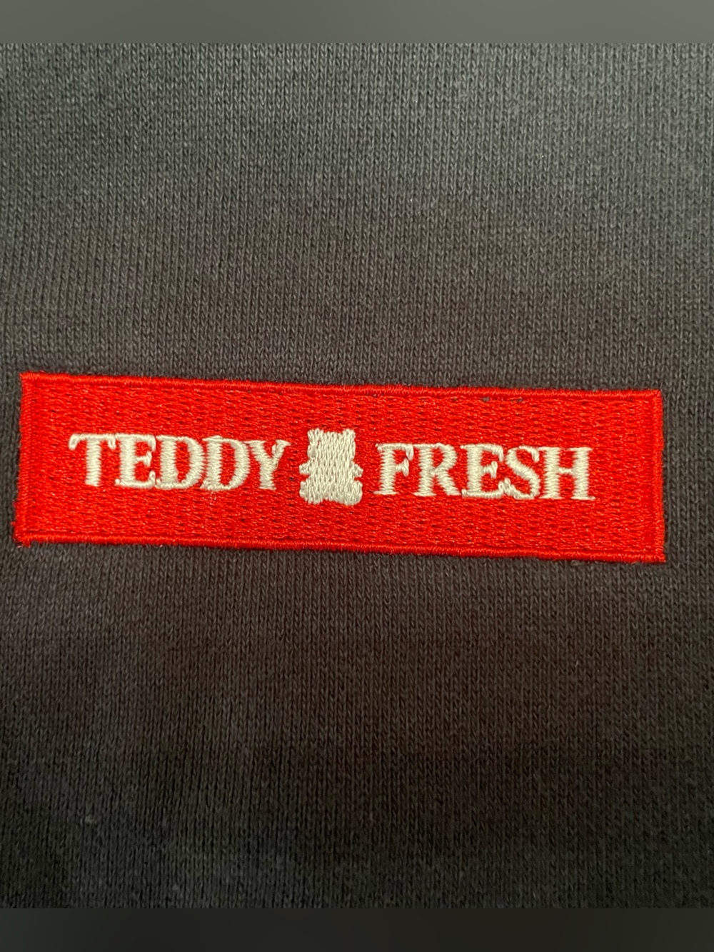 Teddy Fresh Black Hoodie with Red Logo Patch